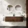 Malta Fluted Black Walnut Double Wall Hung Drawer Vanity with Marble Top & Cody Basin 1200mm