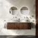 Malta Fluted Black Walnut Double Wall Hung Drawer Vanity with Marble Top & Nevis Basin 1200mm