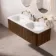 Sorrento Fluted Black Walnut Wall Hung Drawer Vanity with Matt White Double Basin 1200mm