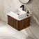 Sorrento Fluted Black Walnut Wall Hung Drawer Vanity with Marble Top & Marin Basin 600mm