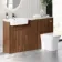Sicily Fluted Black Walnut Combination Vanity Basin with Marble Top & Houston Toilet 1500mm - Chrome Handles