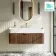 Cayman Natural Walnut Wall Hung Slimline Basin Drawer Vanity 1000mm - Brushed Brass Accents