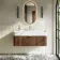 Cayman Natural Walnut Wall Hung Slimline Basin Drawer Vanity 1000mm - Brushed Brass Accents