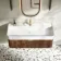 Cayman Natural Walnut Wall Hung Slimline Basin Drawer Vanity 1000mm - Brushed Brass Accents