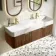 Cayman Natural Walnut Wall Hung Slimline Basin Drawer Vanity 1200mm - Brushed Brass Accents