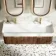 Cayman Natural Walnut Wall Hung Slimline Basin Drawer Vanity 1200mm - Brushed Brass Accents