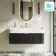 Cayman Black Oak Wall Hung Slimline Basin Drawer Vanity 1000mm - Brushed Brass Accents