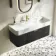 Cayman Black Oak Wall Hung Slimline Basin Drawer Vanity 1000mm - Brushed Brass Accents