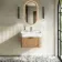 Cayman Natural Oak Wall Hung Slimline Basin Drawer Vanity 600mm - Black Accents