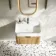 Cayman Natural Oak Wall Hung Slimline Basin Drawer Vanity 600mm - Black Accents