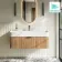 Cayman Natural Oak Wall Hung Slimline Basin Drawer Vanity 1000mm - Black Accents