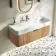Cayman Natural Oak Wall Hung Slimline Basin Drawer Vanity 1000mm - Black Accents