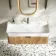 Cayman Natural Oak Wall Hung Slimline Basin Drawer Vanity 1000mm - Black Accents