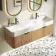 Cayman Natural Oak Wall Hung Slimline Basin Drawer Vanity 1200mm - Black Accents