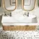 Cayman Natural Oak Wall Hung Slimline Basin Drawer Vanity 1200mm - Black Accents