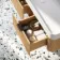 Cayman Natural Oak Wall Hung Slimline Basin Drawer Vanity 1200mm - Black Accents