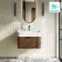 Cayman Natural Walnut Wall Hung Slimline Basin Drawer Vanity 600mm - Black Accents