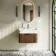Cayman Natural Walnut Wall Hung Slimline Basin Drawer Vanity 600mm - Black Accents