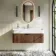 Cayman Natural Walnut Wall Hung Slimline Basin Drawer Vanity 1000mm - Black Accents