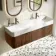Cayman Natural Walnut Wall Hung Slimline Basin Drawer Vanity 1200mm - Black Accents