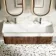 Cayman Natural Walnut Wall Hung Slimline Basin Drawer Vanity 1200mm - Black Accents