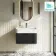 Cayman Black Oak Wall Hung Slimline Basin Drawer Vanity 600mm - Black Accents