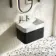 Cayman Black Oak Wall Hung Slimline Basin Drawer Vanity 600mm - Black Accents