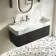 Cayman Black Oak Wall Hung Slimline Basin Drawer Vanity 1000mm - Black Accents