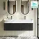 Cayman Black Oak Wall Hung Slimline Basin Drawer Vanity 1200mm - Black Accents