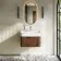 Cayman Natural Walnut Wall Hung Slimline Basin Drawer Vanity 600mm - Chrome Handle