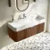 Cayman Natural Walnut Wall Hung Slimline Basin Drawer Vanity 1000mm - Chrome Handle