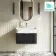 Cayman Black Oak Wall Hung Slimline Basin Drawer Vanity 600mm - Chrome Handle