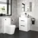 Avon Gloss White Vanity Drawer with Curved Counter Top Basin 600mm - Black Accents