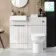 Sicily Fluted Coastal White Combination Vanity Basin and Miami Toilet 1000mm - Brushed Brass Accents