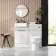 Sicily Fluted Coastal White Combination Vanity Basin and Miami Toilet 1000mm - Brushed Brass Accents