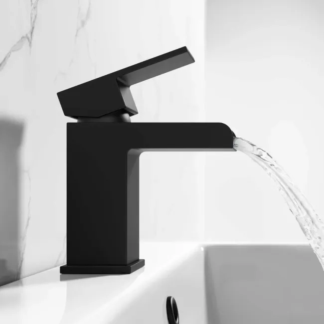 Avon Matt Black Waterfall Basin Mixer Tap