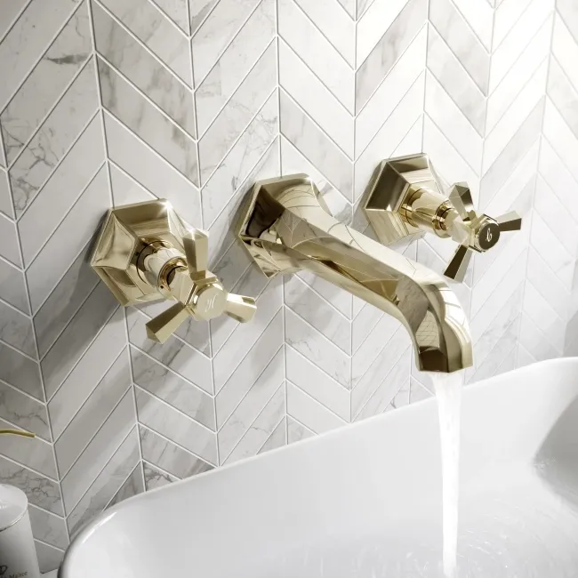 Kenmare Traditional English Gold Wall Mounted Basin Mixer Tap