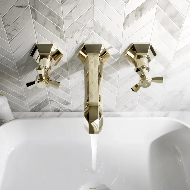Kenmare Traditional English Gold Wall Mounted Basin Mixer Tap