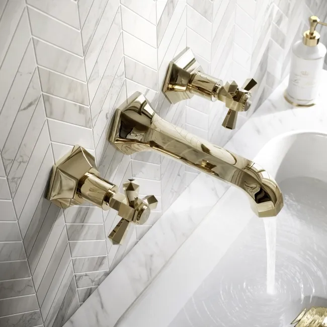 Kenmare Traditional English Gold Wall Mounted Basin Mixer Tap