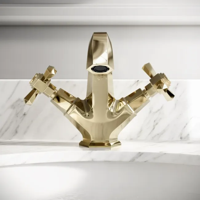 Kenmare Traditional English Gold Basin Mixer Tap & Pop-Up Waste