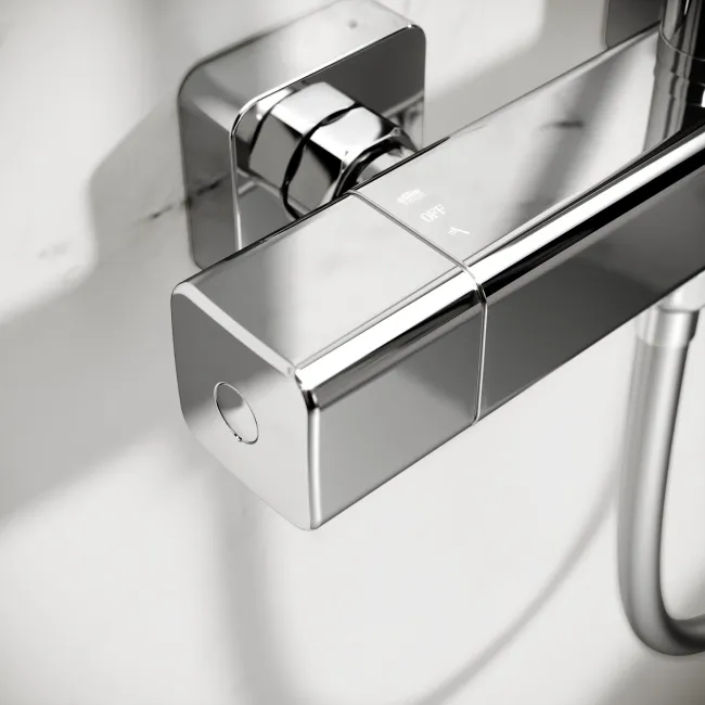 Kinsale Chrome Square Thermostatic Shower Set