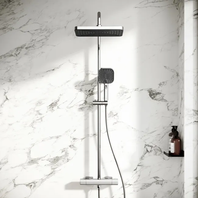 Kinsale Chrome Square Thermostatic Shower Set