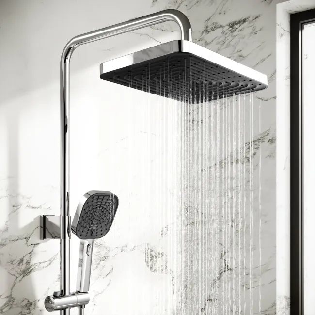 Kinsale Chrome Square Thermostatic Shower Set