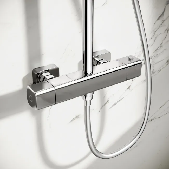 Kinsale Chrome Square Thermostatic Shower Set