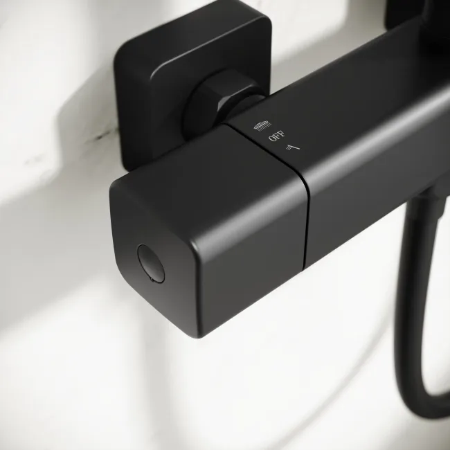 Kinsale Matt Black Square Thermostatic Shower Set
