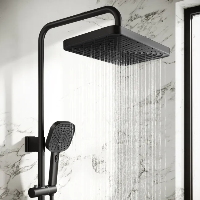 Kinsale Matt Black Square Thermostatic Shower Set