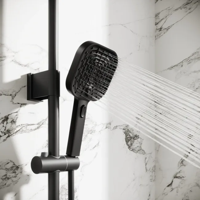 Kinsale Matt Black Square Thermostatic Shower Set