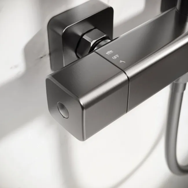 Kinsale Brushed Gunmetal Square Thermostatic Shower Set