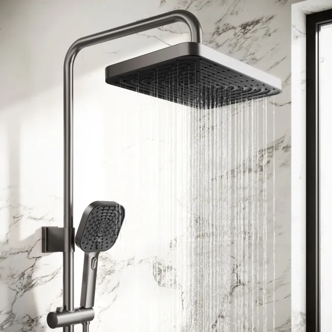 Kinsale Brushed Gunmetal Square Thermostatic Shower Set