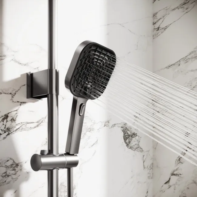 Kinsale Brushed Gunmetal Square Thermostatic Shower Set